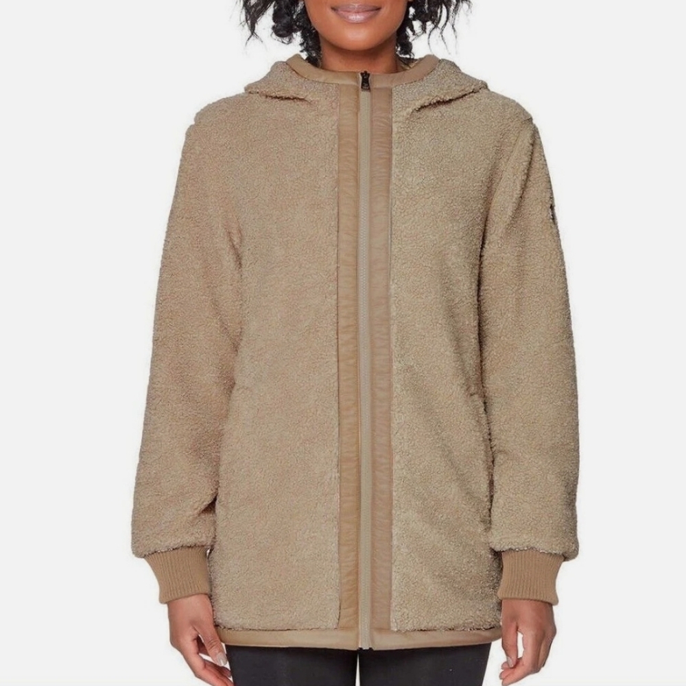 NWT 1 Madison Expedition Oversized Sz M Hooded Faux Fur Khaki Coat Bu-3142
